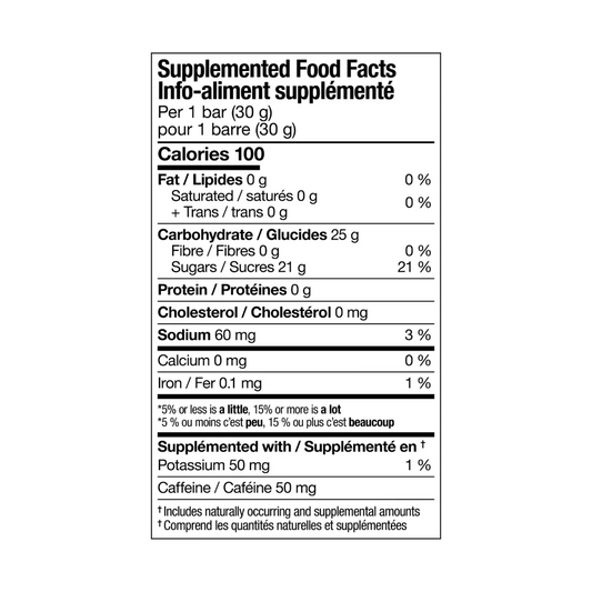 Barre Énergie Performance au cassis + CAFÉINE de XACT Nutrition