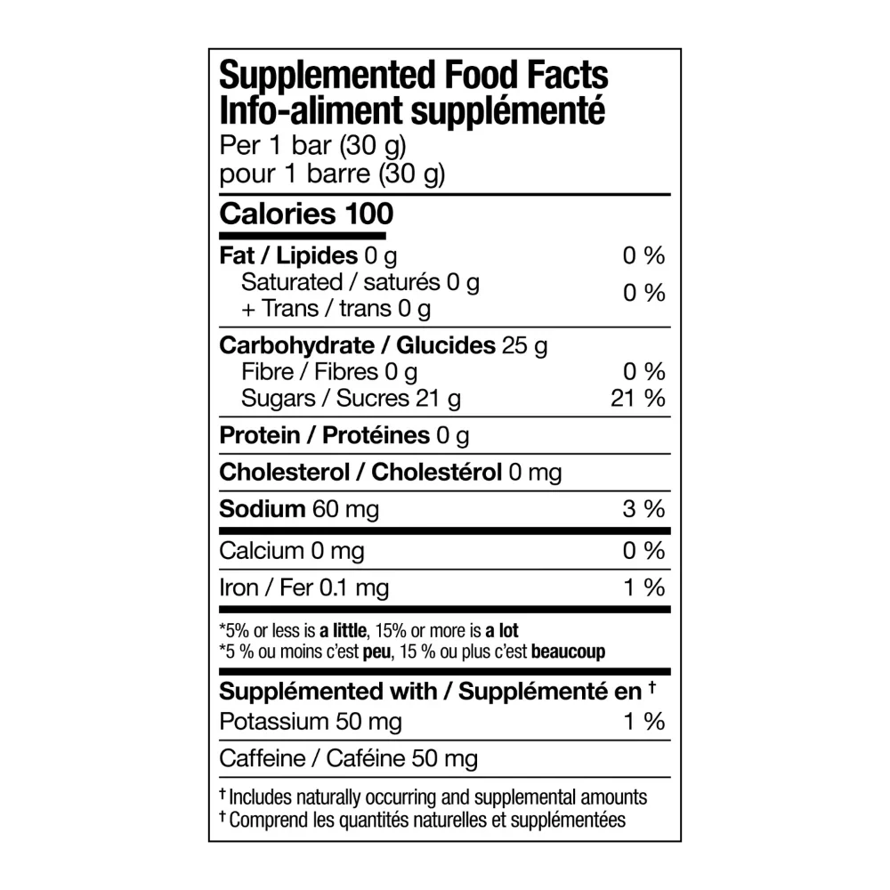 Barre Énergie Performance au citron + CAFÉINE de XACT Nutrition - Pagaie Québec
