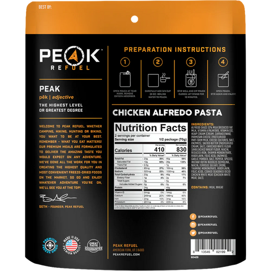 Pâtes Alfredo au poulet de Peak Refuel - Pagaie Québec
