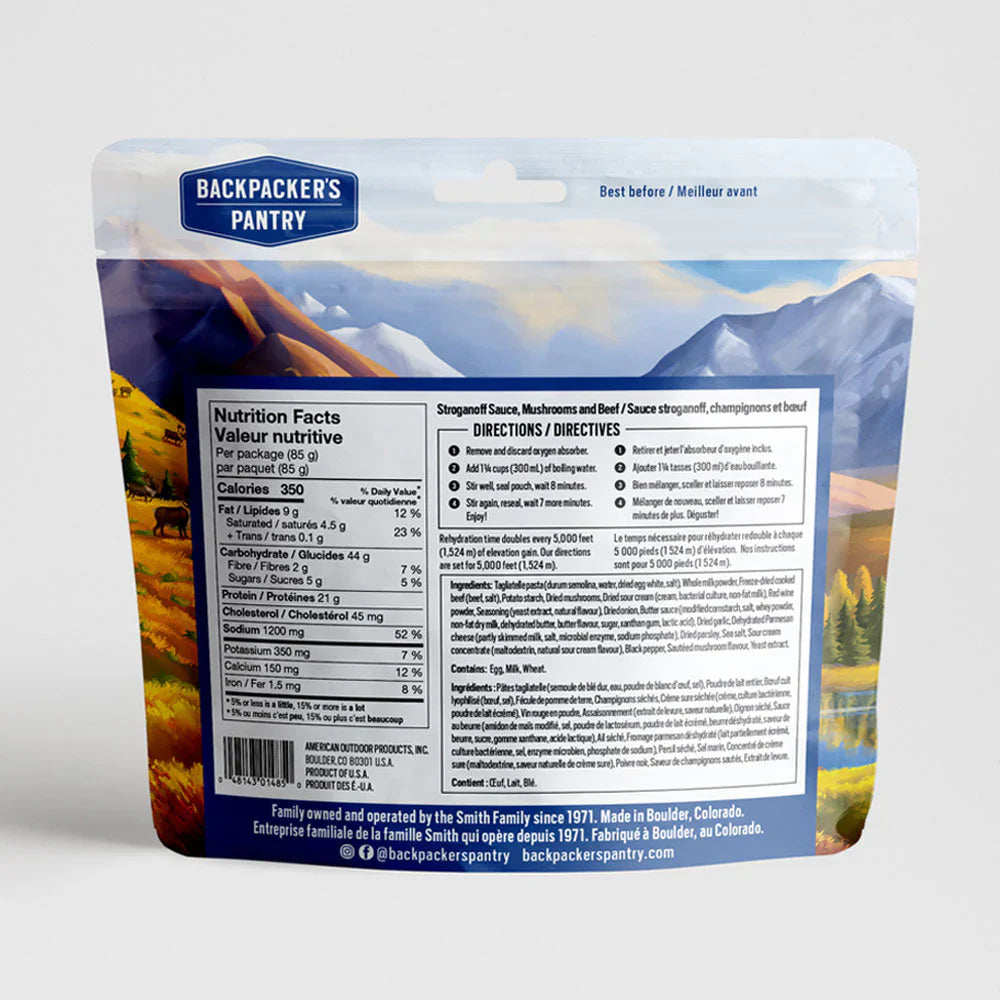 Boeuf Stroganoff aux champignons de Backpacker's Pantry - Pagaie Québec