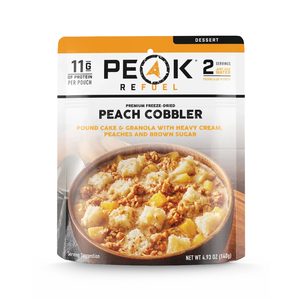 Gâteau pêches et crème de Peak Refuel - Pagaie Québec
