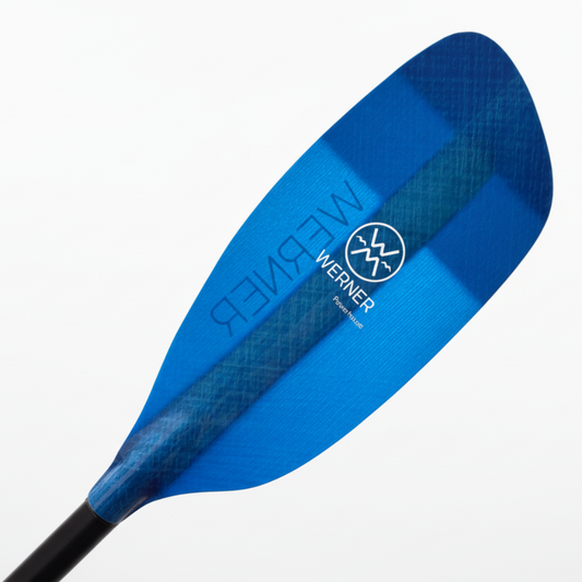 Pagaie Powerhouse 1pc manche ergonomique LR Bleu de Werner - Pagaie Québec