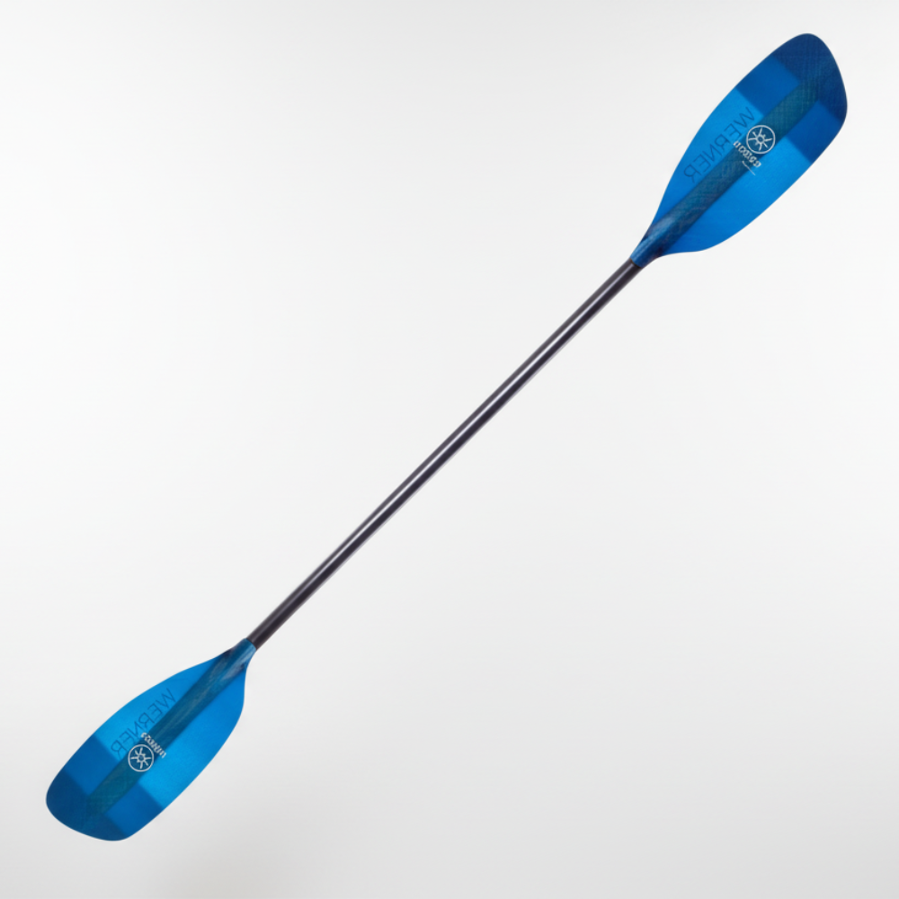 Pagaie Powerhouse 1pc manche ergonomique LR Bleu de Werner - Pagaie Québec
