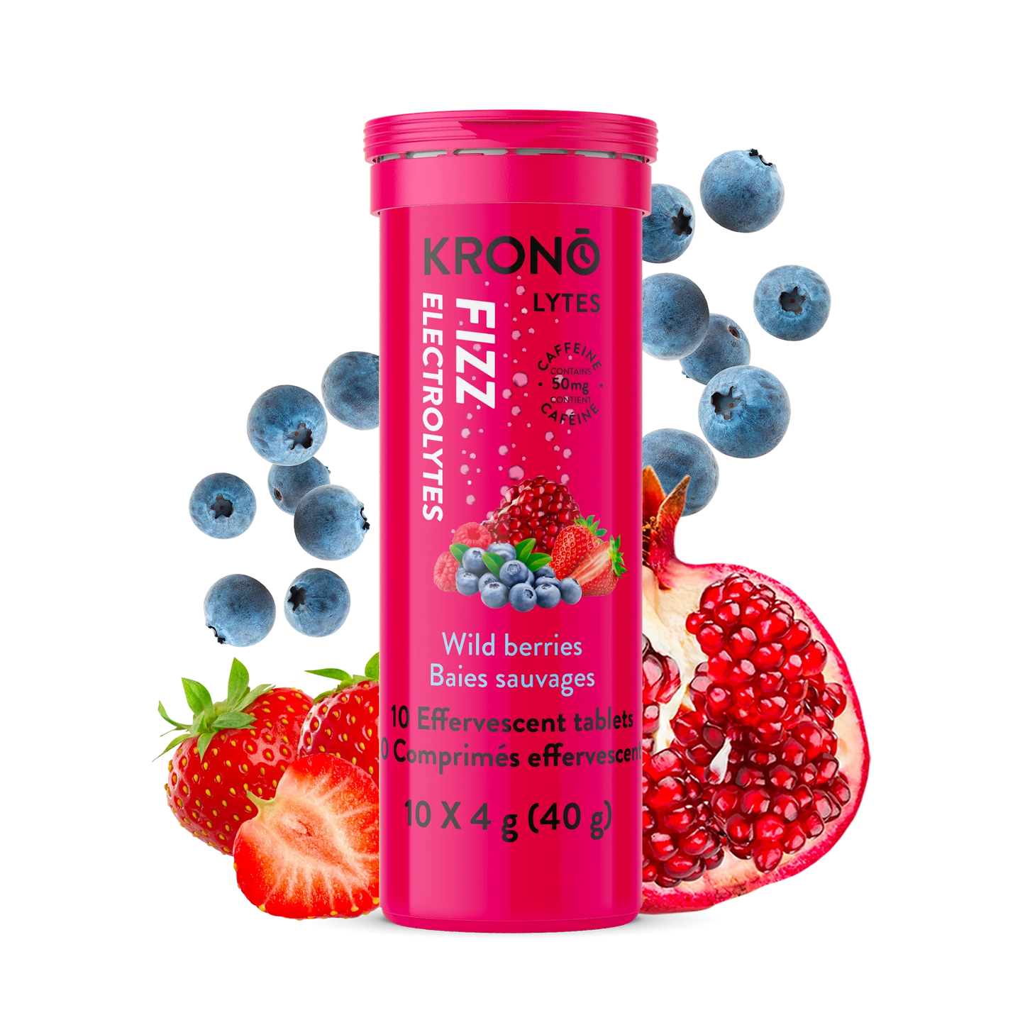 Comprimés effervescents fruits des champs + CAFÉINE de Krono Nutrition