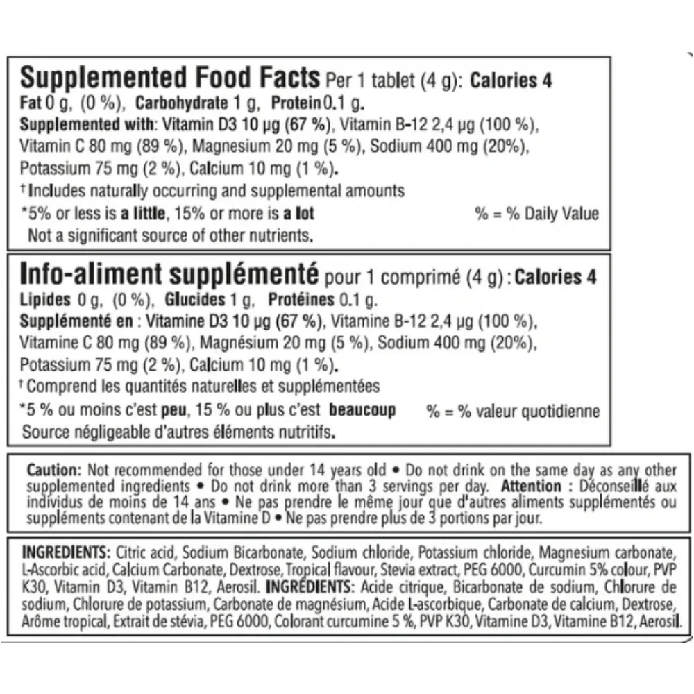 Comprimés effervescents fruits tropicaux de Krono Nutrition