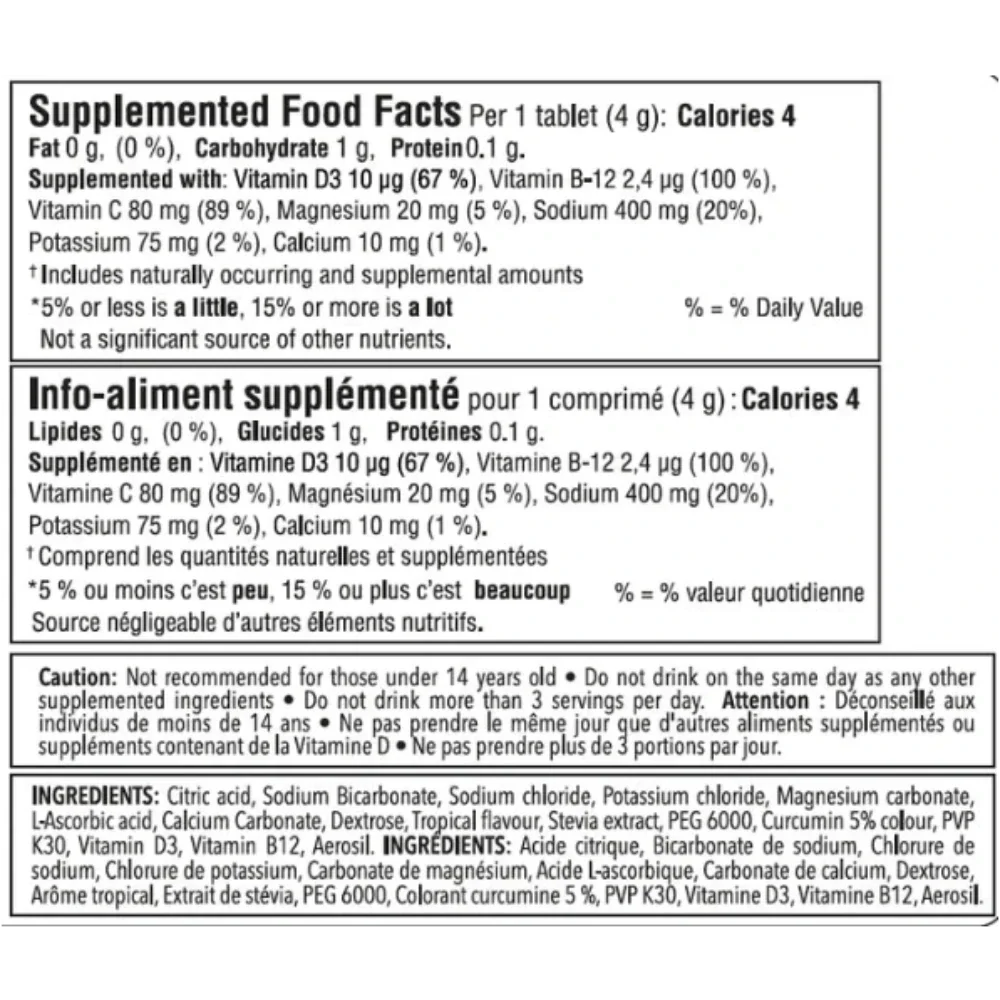 Comprimés effervescents fruits tropicaux de Krono Nutrition