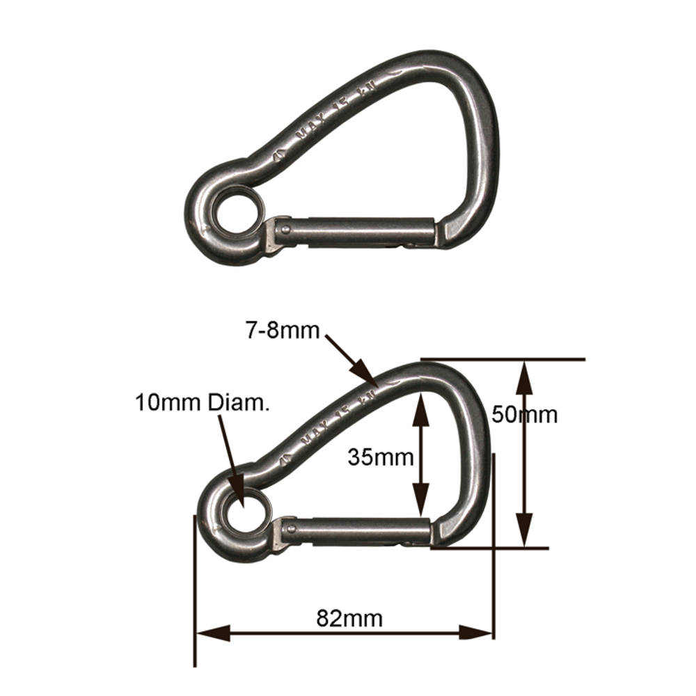 Mousqueton à oeil fixe en stainless - Pagaie Québec