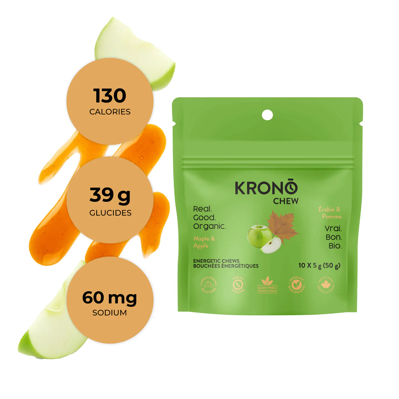 Bouchées énergétiques érable et pomme de Krono Nutrition - Pagaie Québec