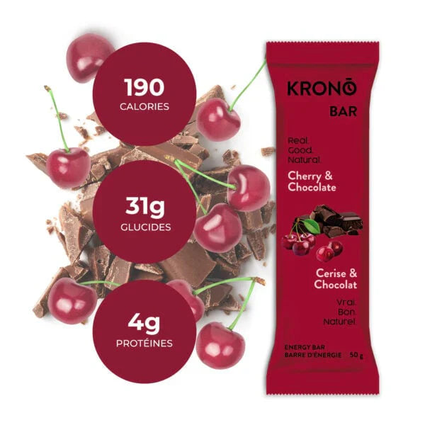 Barre énergétique cerise et chocolat de Krono Nutrition