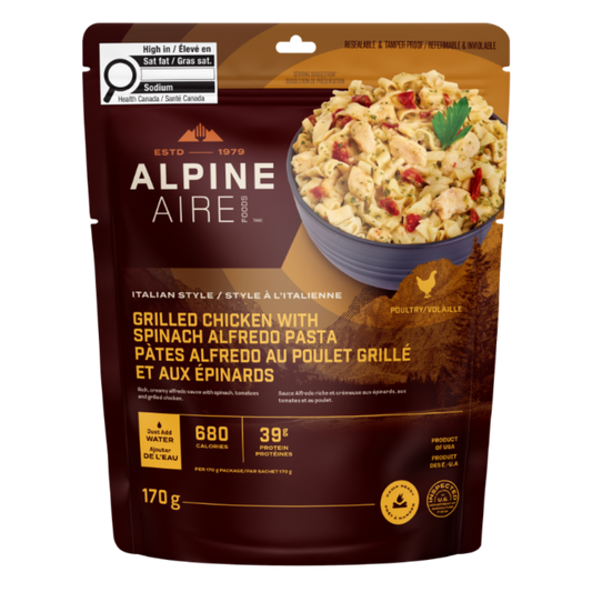 Pâtes Alfredo au poulet grillé et aux épinards de AlpineAire