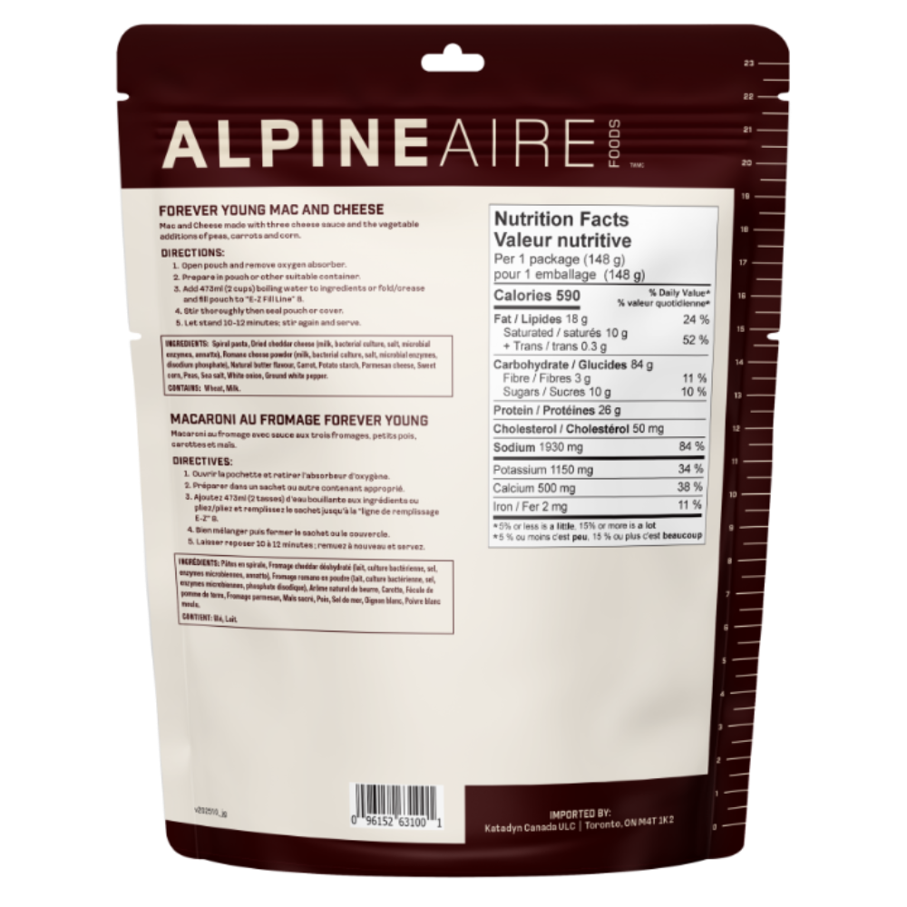 Fusilli au fromage Forever Young Mac & Cheese de AlpineAire
