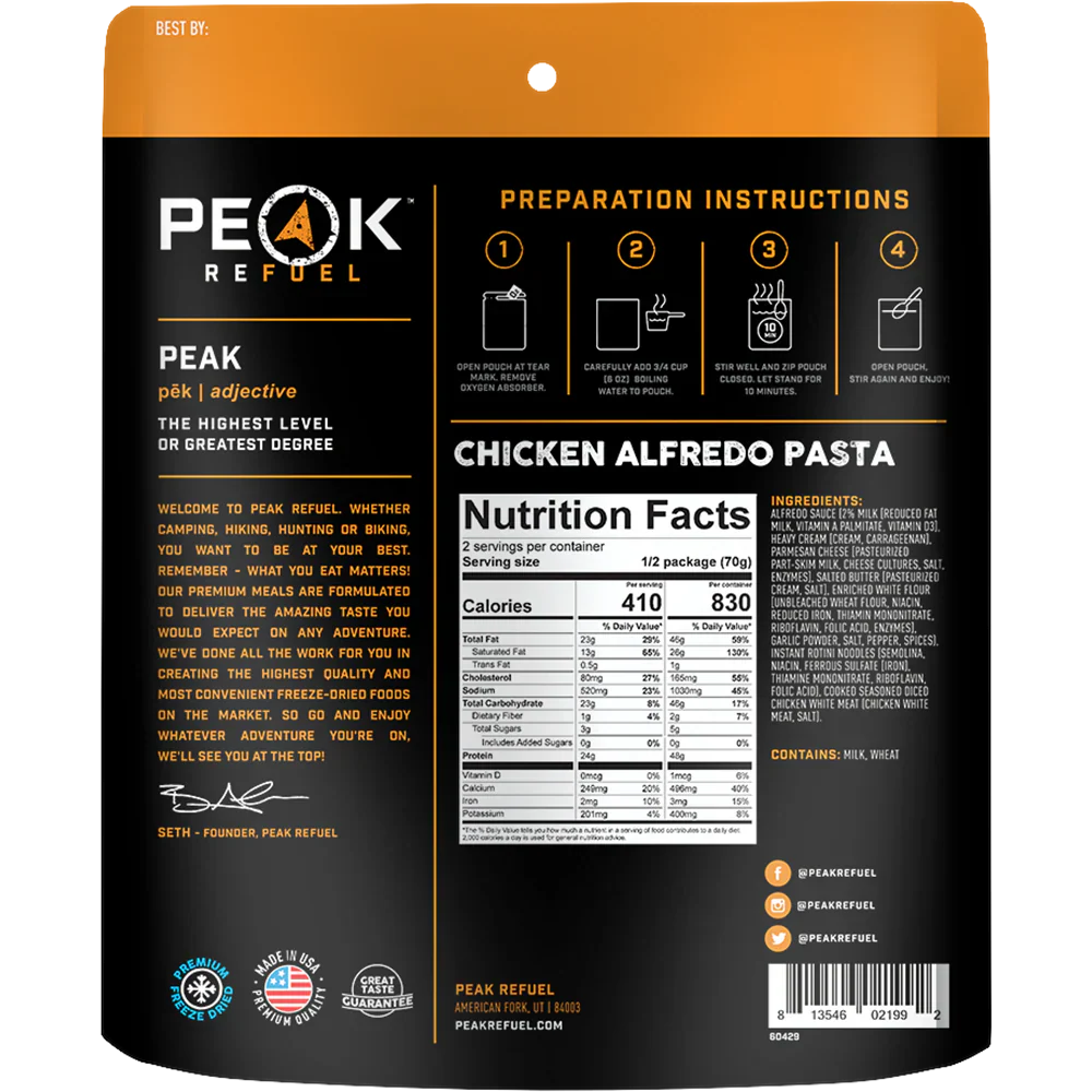 Pâtes Alfredo au poulet de Peak Refuel