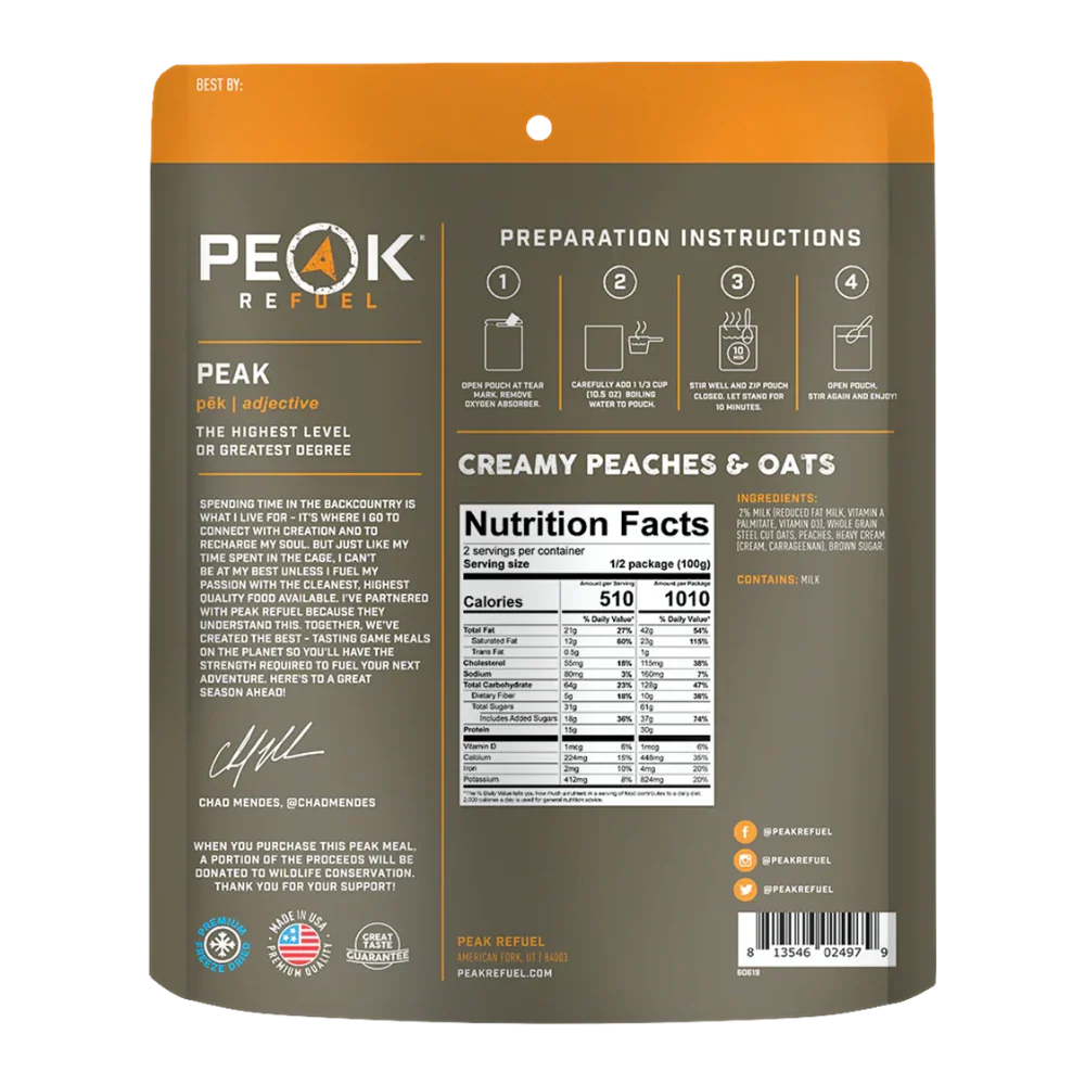 Gruau crémeux aux pêches de Peak Refuel