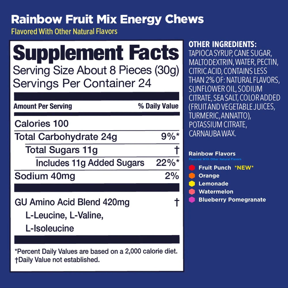 Jujubes Energy Chews Rainbow Fruit Mix de GU Energy