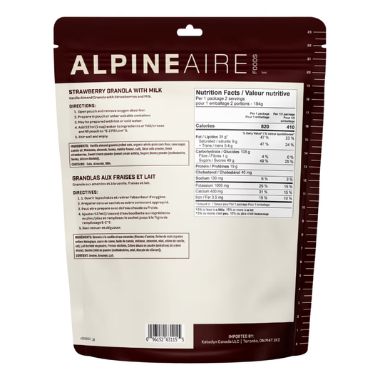 Granola aux fraises et lait de AlpineAire