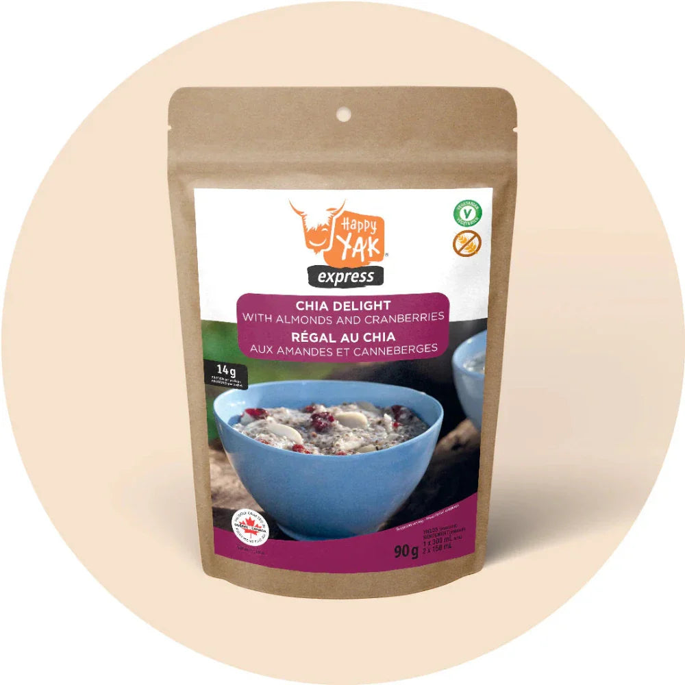 Régal au chia aux amandes et canneberges de Happy Yak