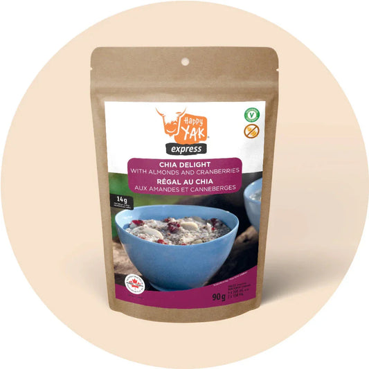 Régal au chia aux amandes et canneberges de Happy Yak