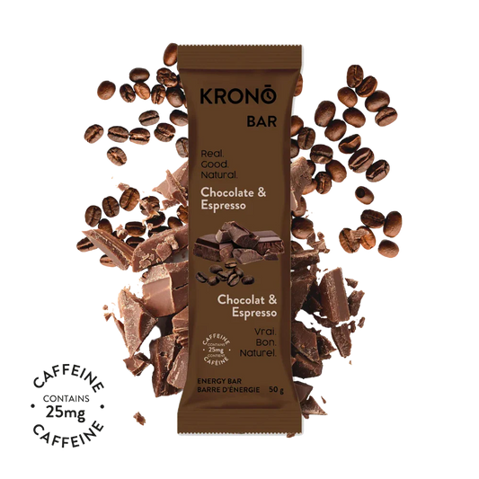 Barre énergétique chocolat et espresso de Krono Nutrition