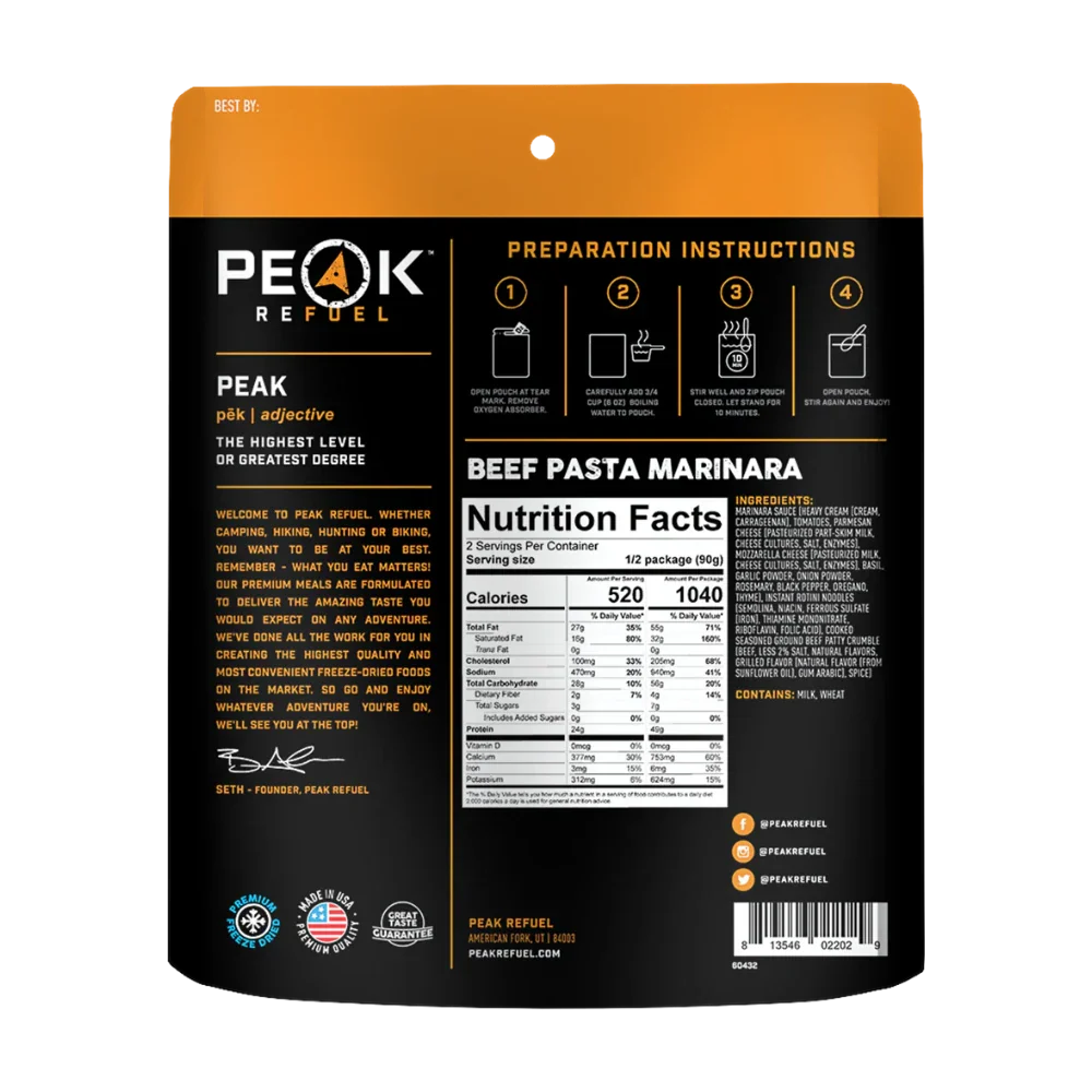 Pâtes marinara au boeuf de Peak Refuel