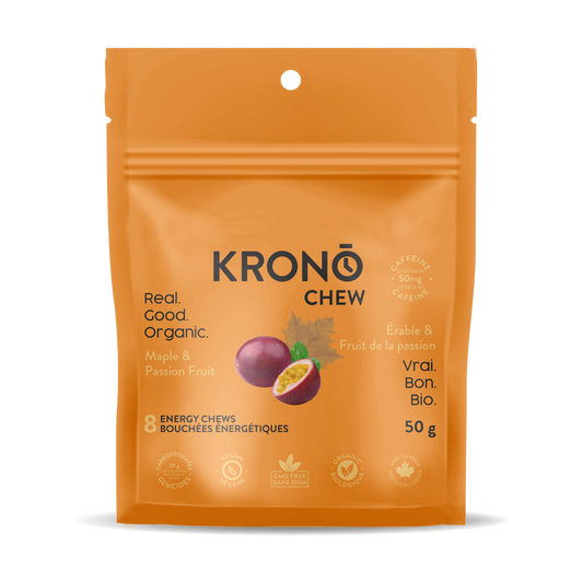 Bouchées énergétiques érable et fruit de la passion + CAFÉINE de Krono Nutrition