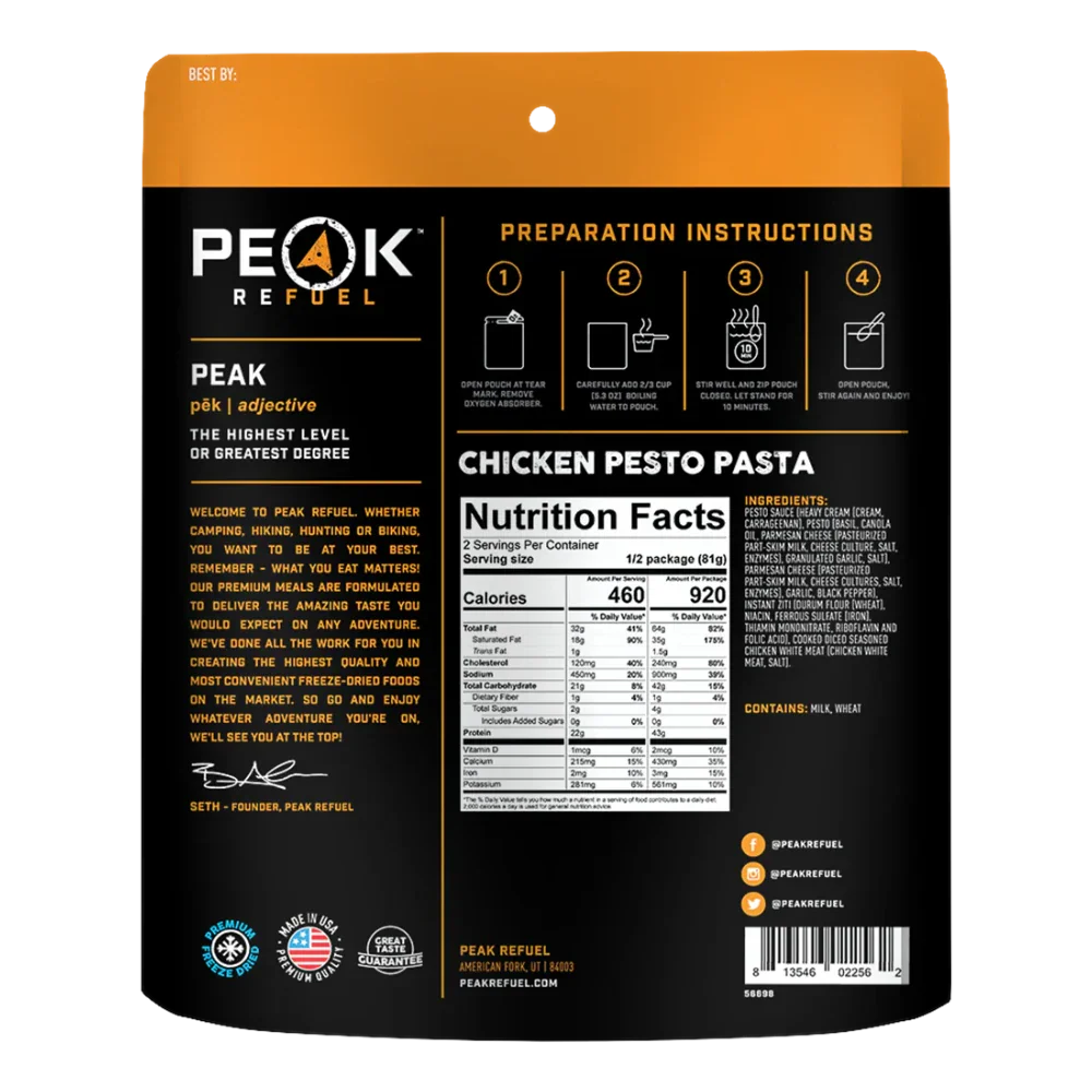 Pâtes au poulet et pesto de Peak Refuel