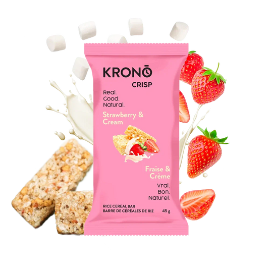 Carré énergétique riz croustillant fraise et crème de Krono Nutrition