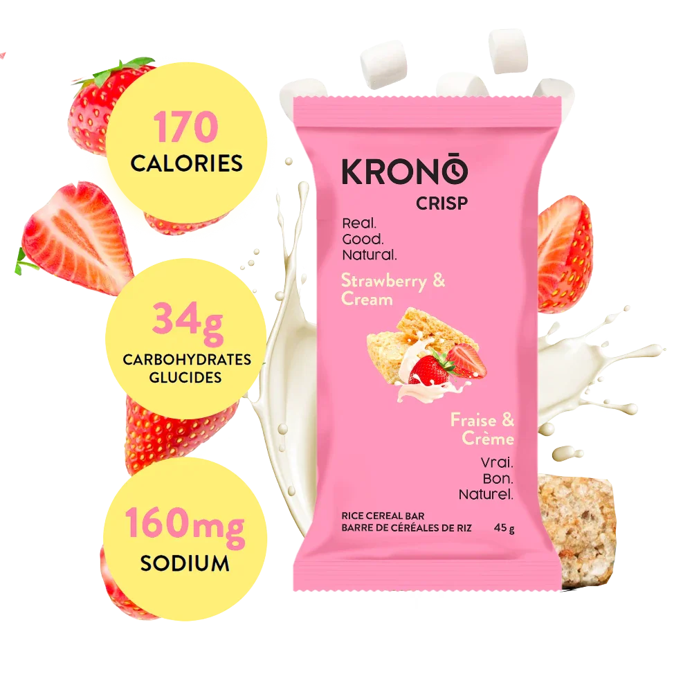 Carré énergétique riz croustillant fraise et crème de Krono Nutrition